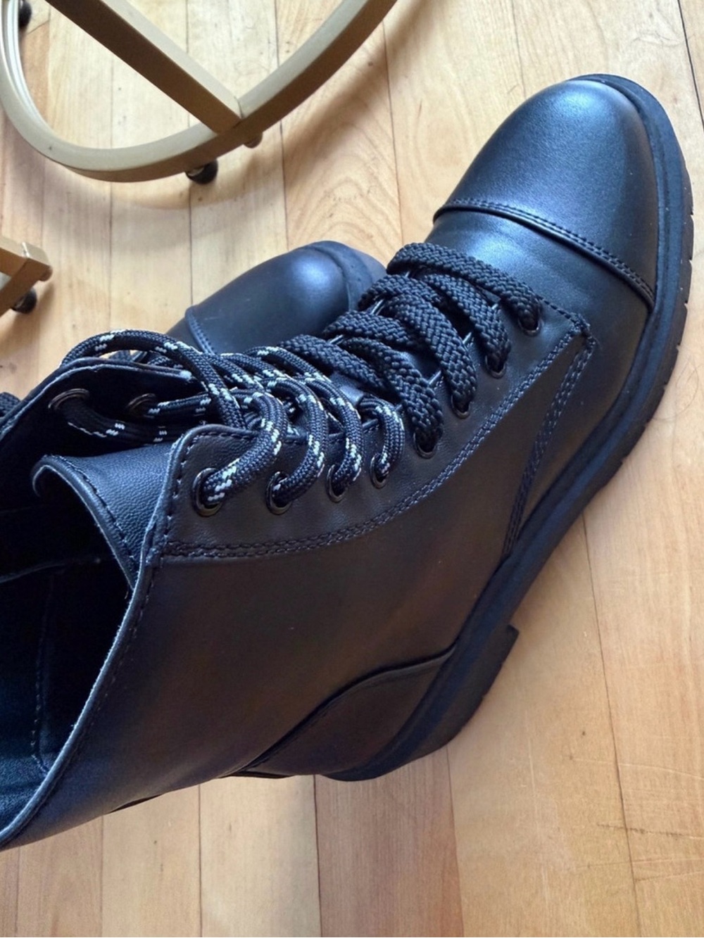 Black Lace-Up Combat Boots – Chunky Sole – Like New
